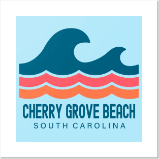 Cherry Grove Beach South Carolina Vintage Wave Posters and Art